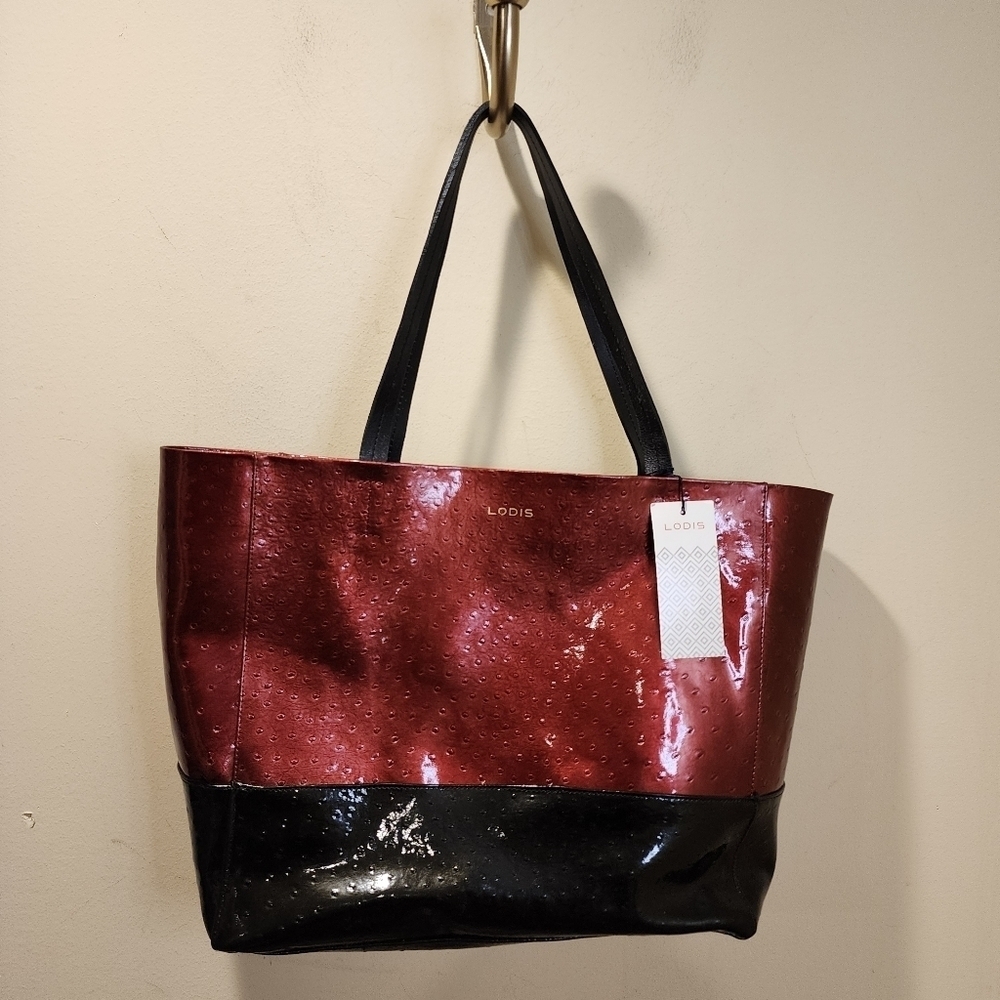 LODIS Riley Elsa Tote large tote bag burgundy and black